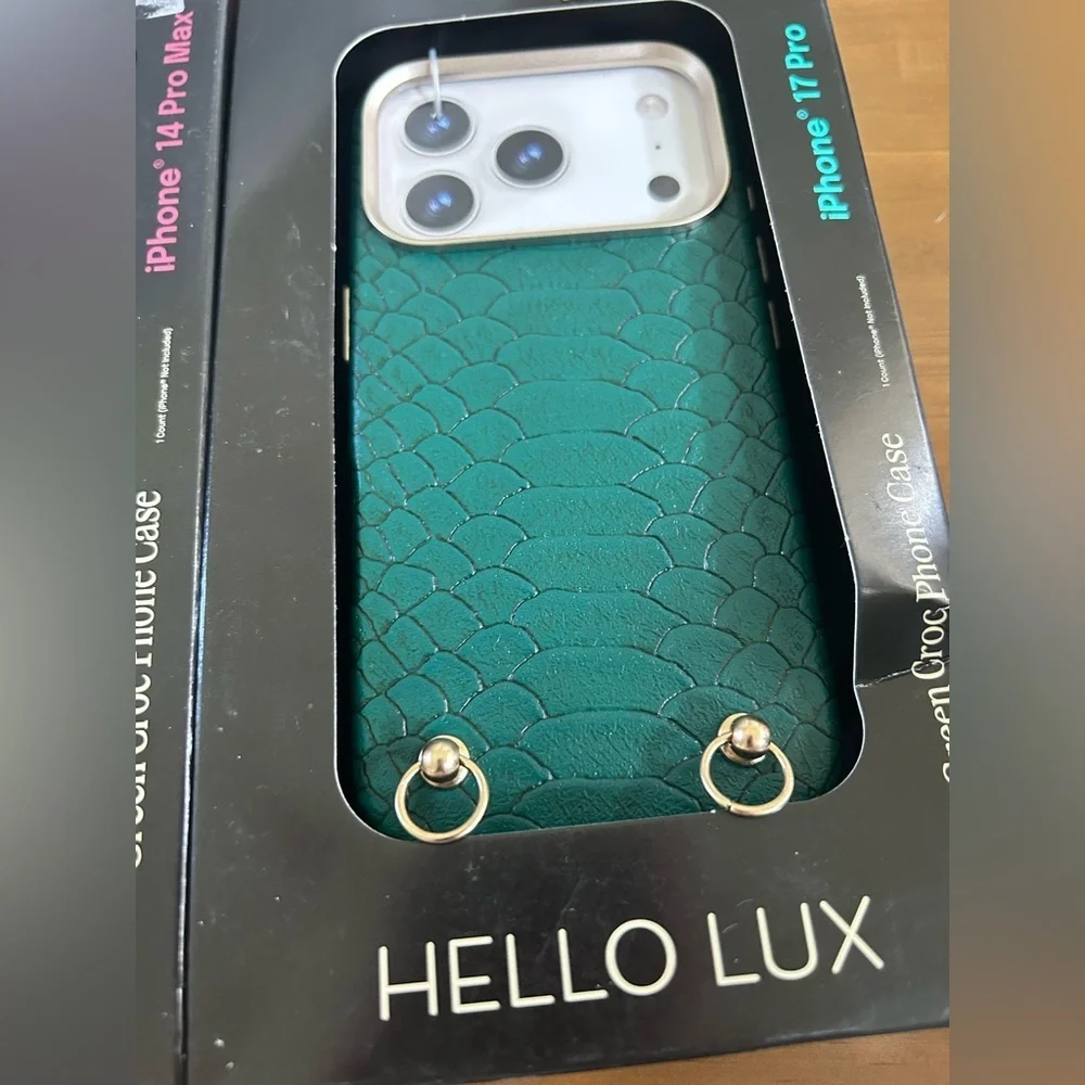 NWT Hello Lux iPhone 16 Pro Max Phone Case - Green Croc Wrapped
